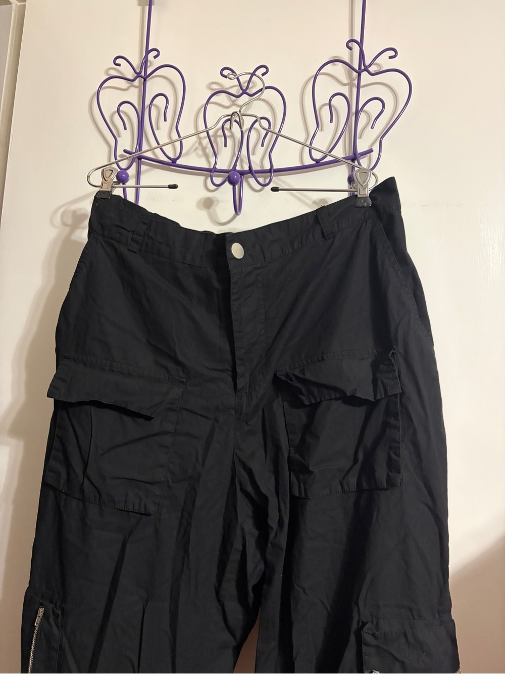 🧡 1X Rue Black Cargo Jogger Pants with Zipper Details - Picture 3 of 13